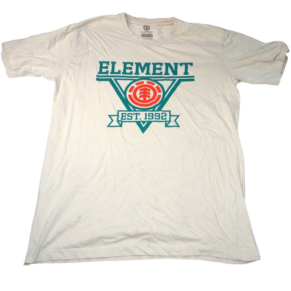 Element Organic Cotton T Shirt Men's XL Beige Graphic Tee‎ Est 1992
